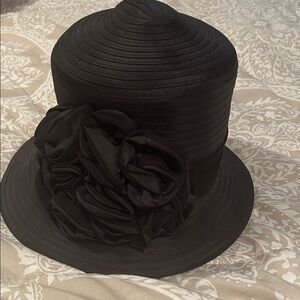 Chic Black Women's Hat with Floral Detail